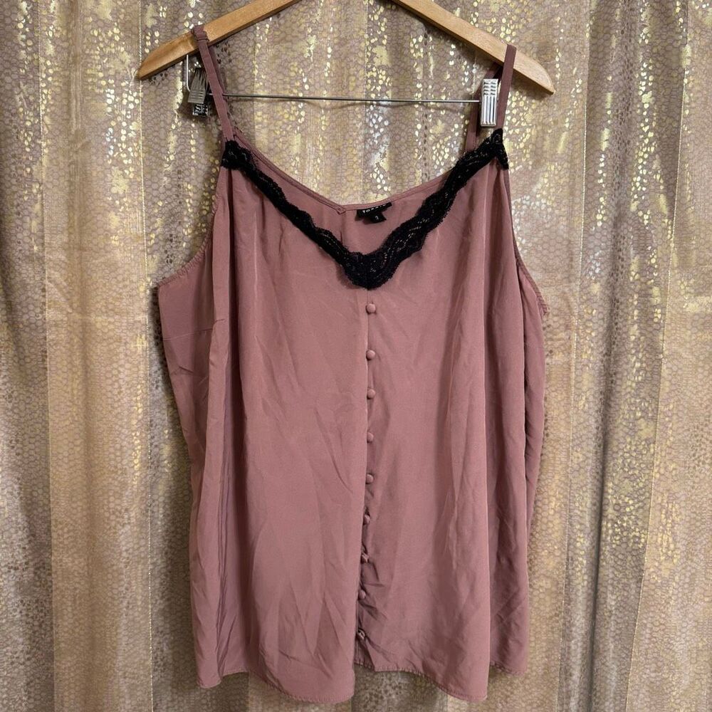 Torrid Mauve‎ Black Chablis Lace Trim Cami Tank Top 3X 22/24